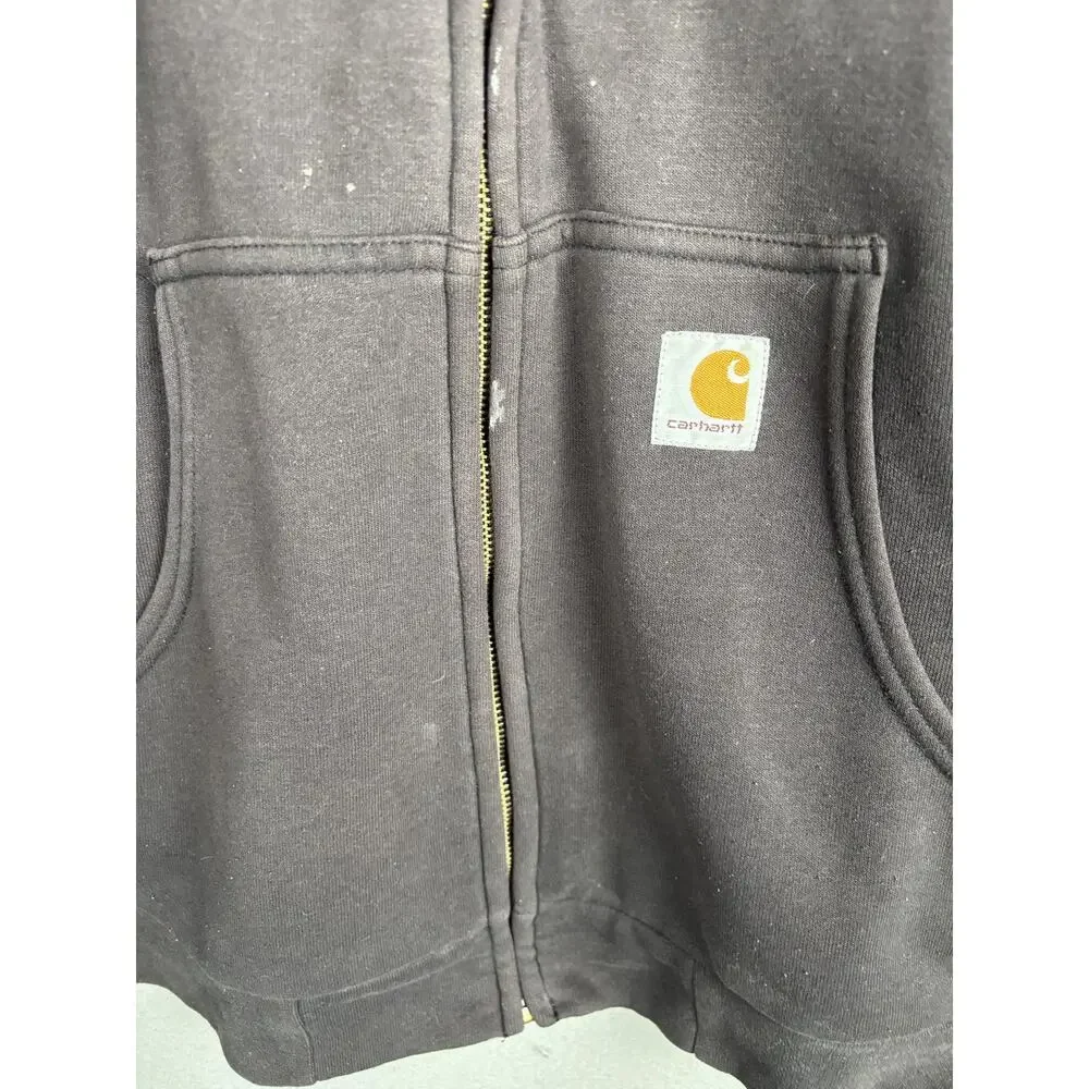 Carhartt Hoodie Mens 3XL Black Full Zip Hooded Sweatshirt Workwear Heavyweight‎